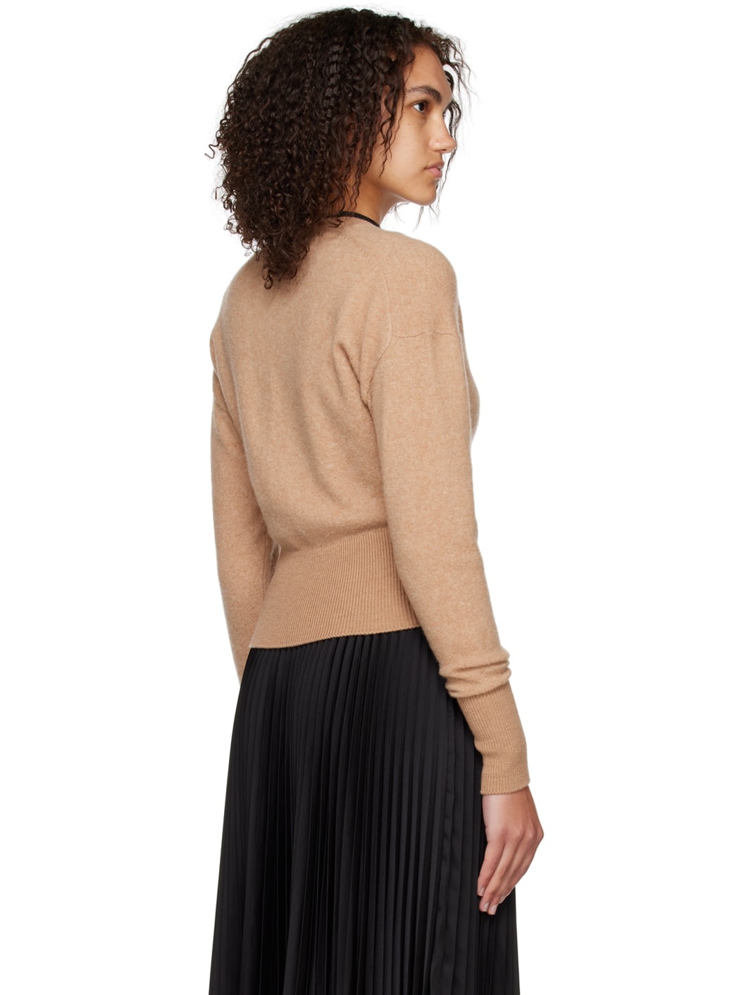 Tan Y-Neck Cardigan - 3