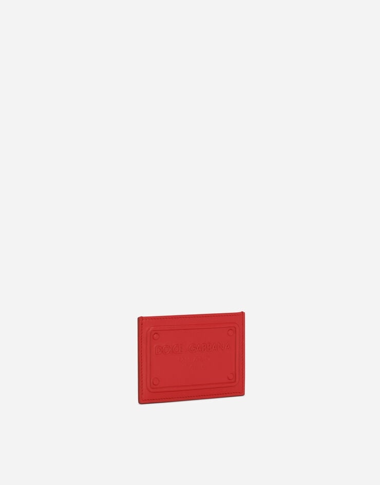 Calfskin card holder with raised logo - 2