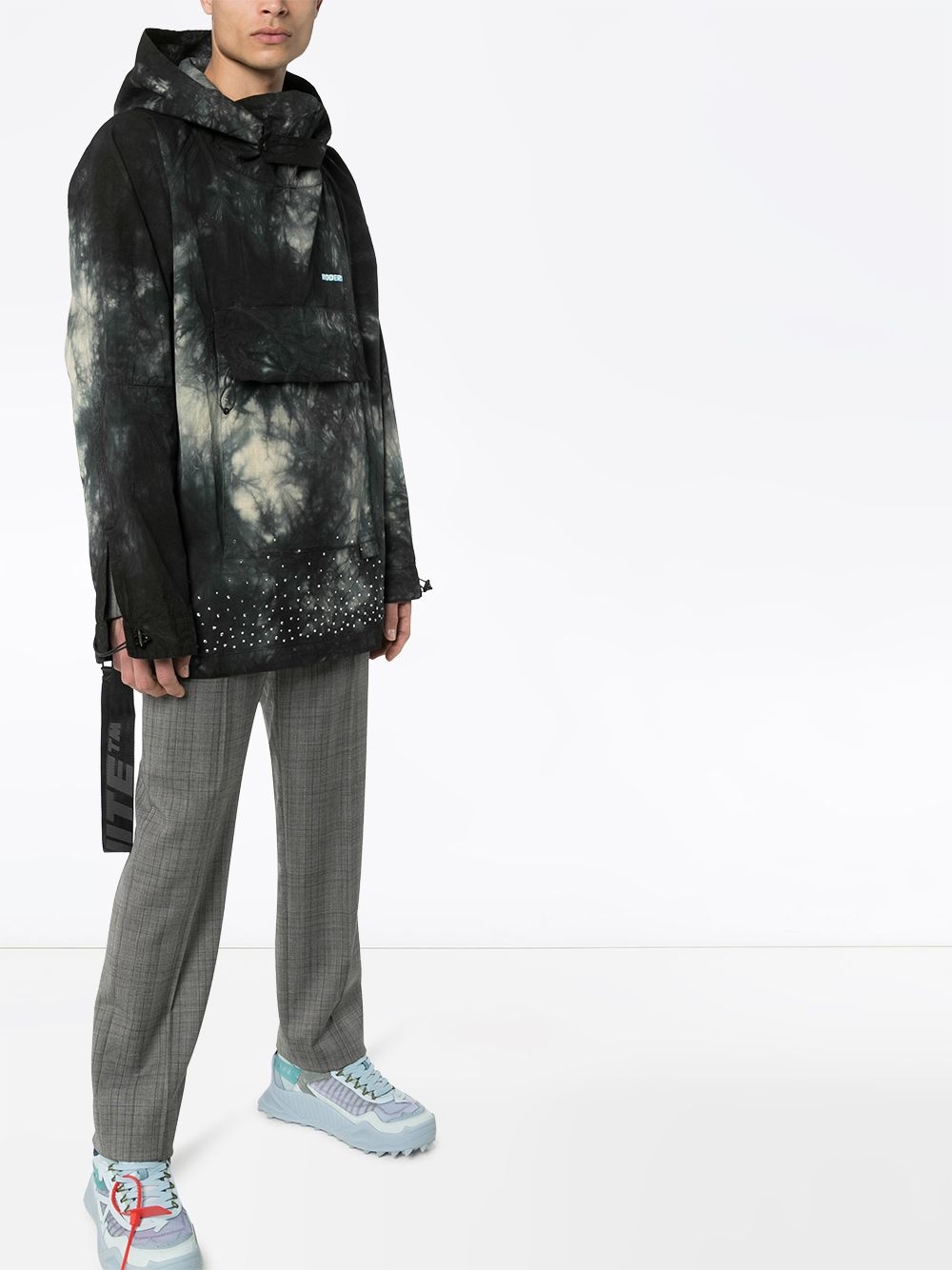 tie-dyed crystal-embellished hooded jacket - 2