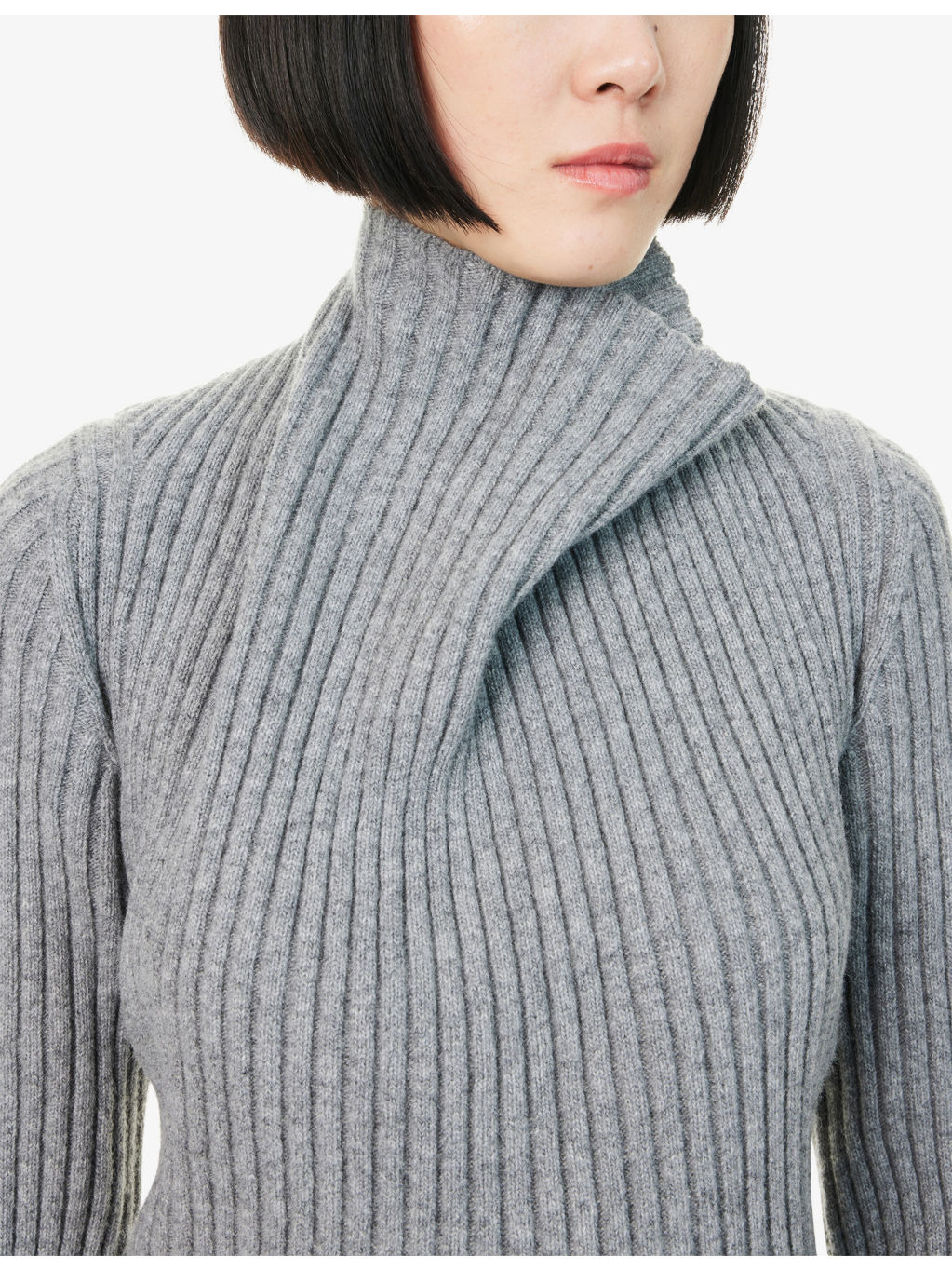 Cowl-Neck Ribbed Wool-Blend Jumper - 5