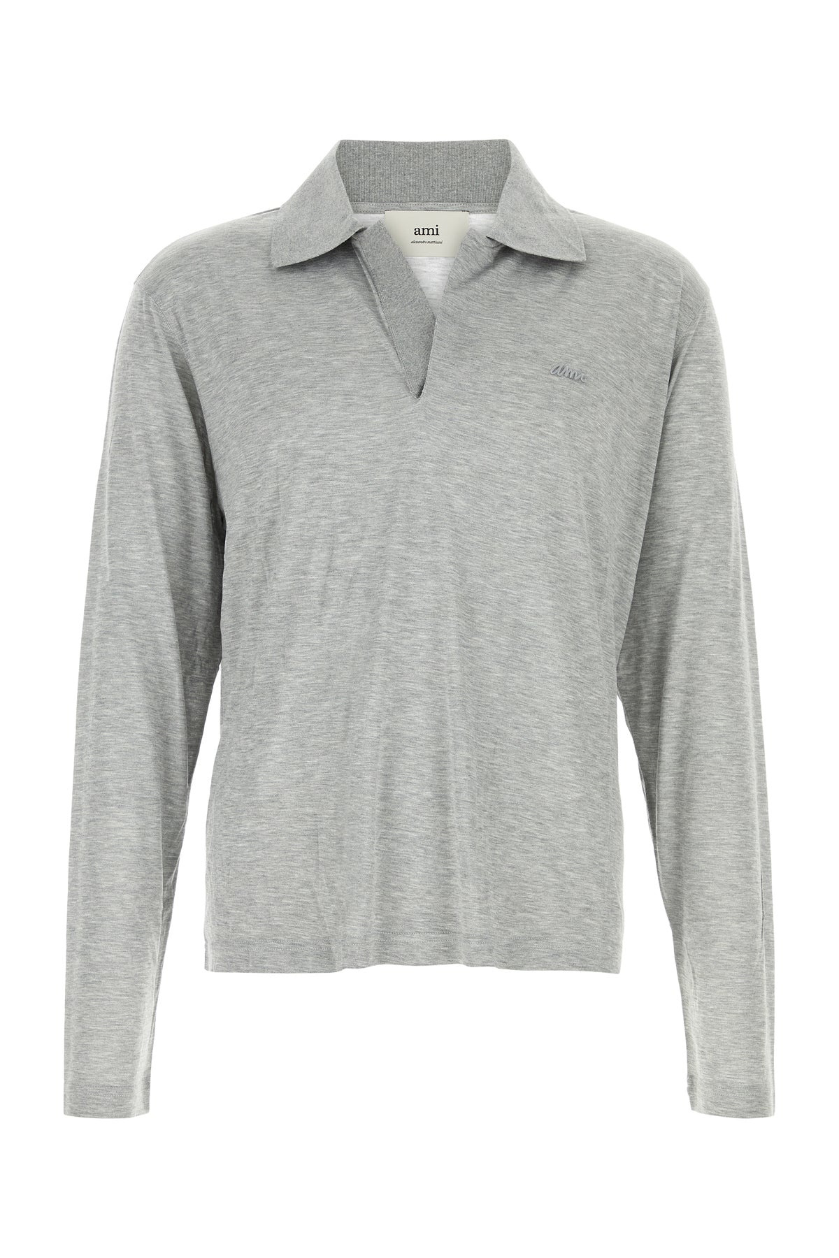 Grey viscose blend polo shirt - 1