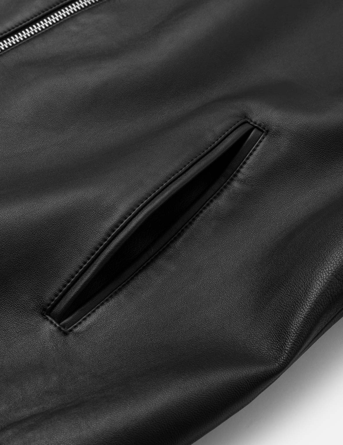 Logo and Seagull Embroidery Regular Fit Leather Jacket - 10