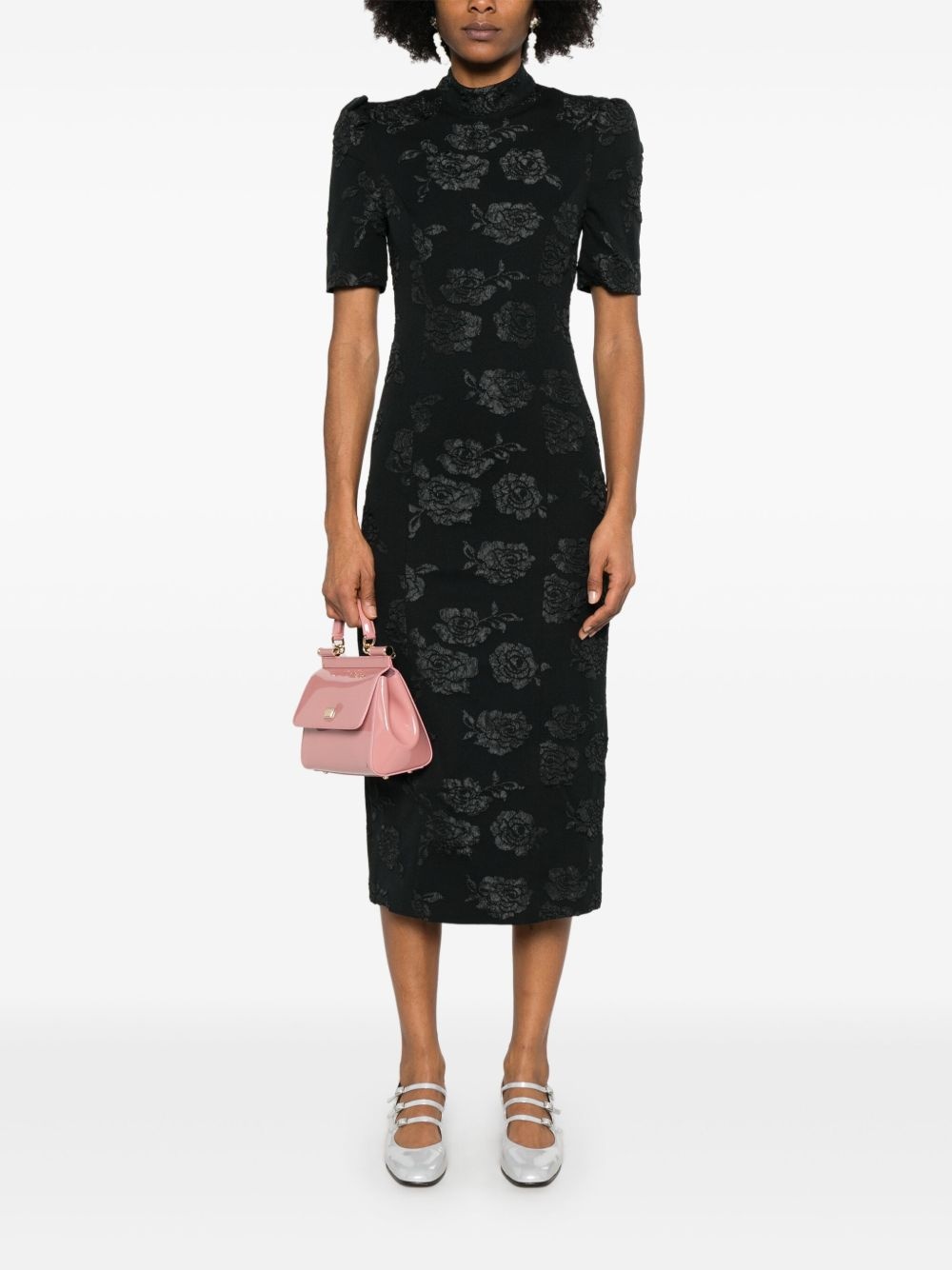 jacquard midi dress - 2
