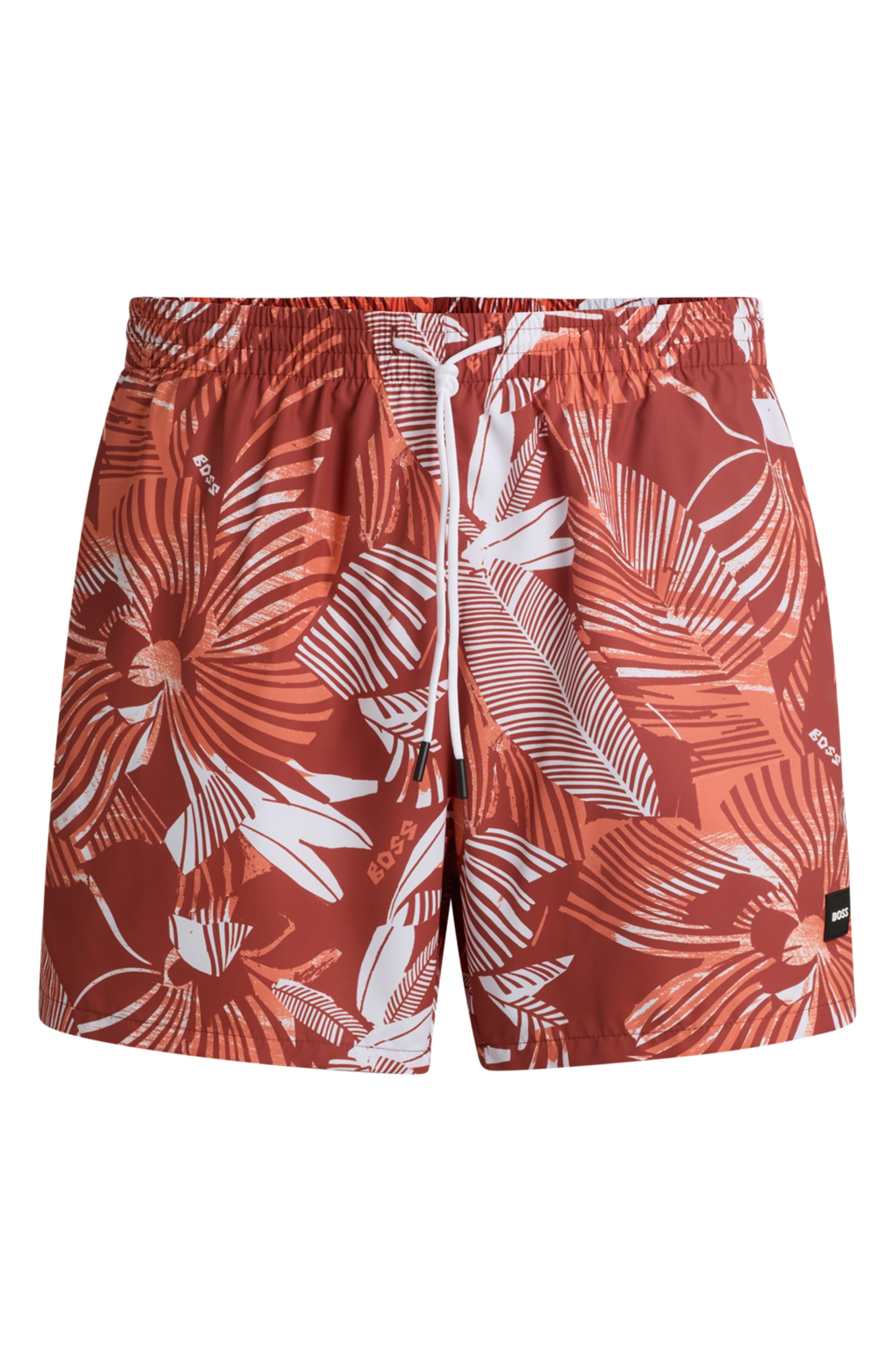 BOSS Piranha Floral Swim Trunks in Bright Orange at Nordstrom - 3