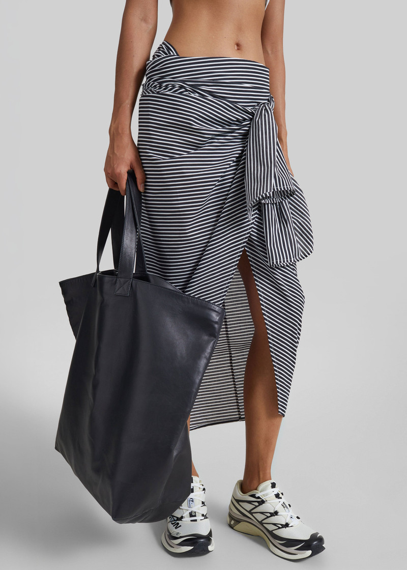 Thira Wrap Skirt - Black/White Stripe 7