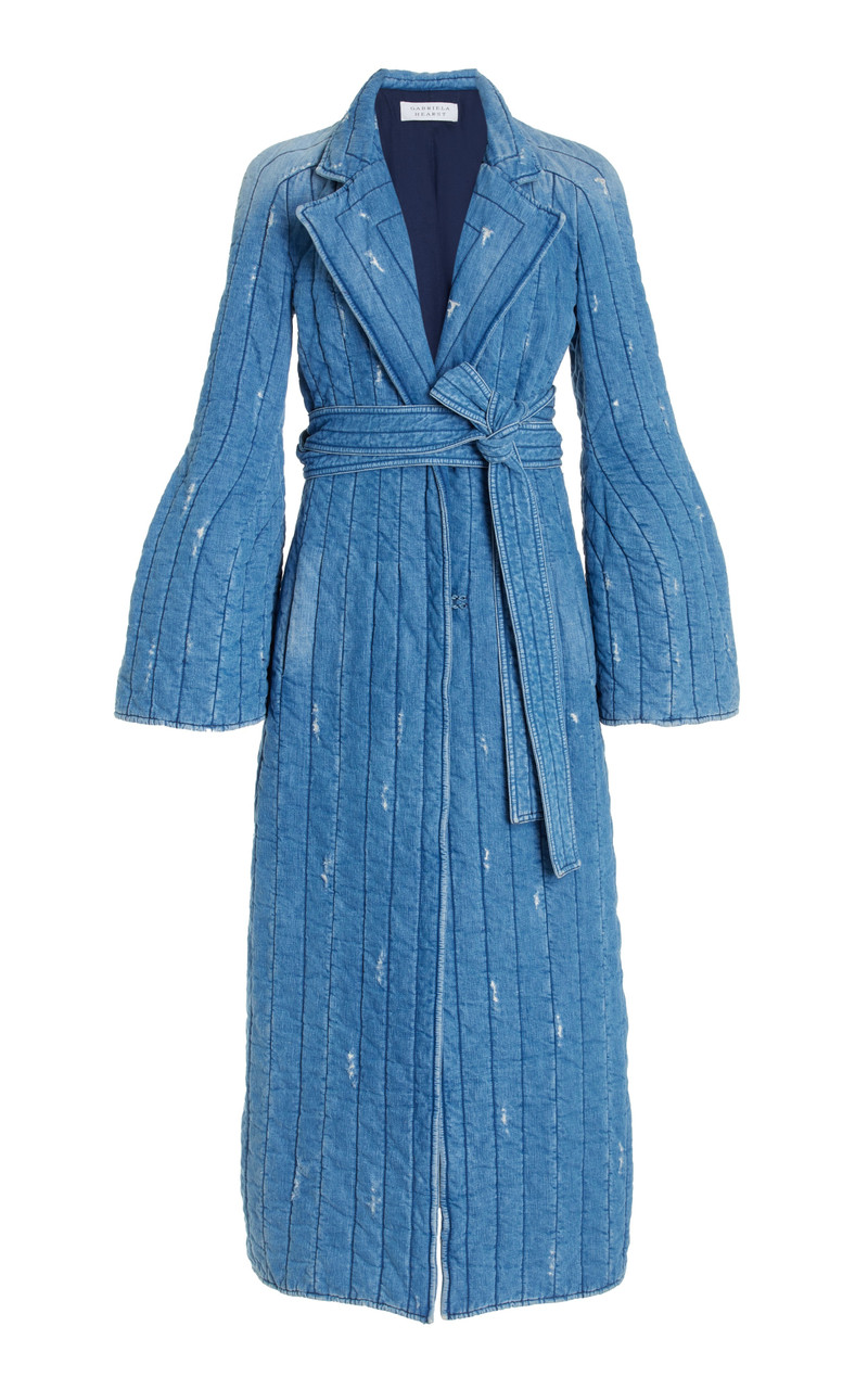 Dalloway Coat in Light Blue Denim Recycled Cotton Linen - 1