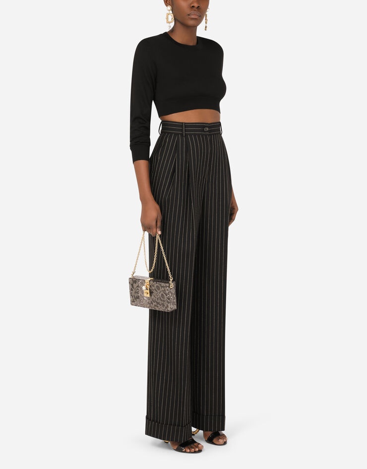 Flared pinstripe woolen pants - 6