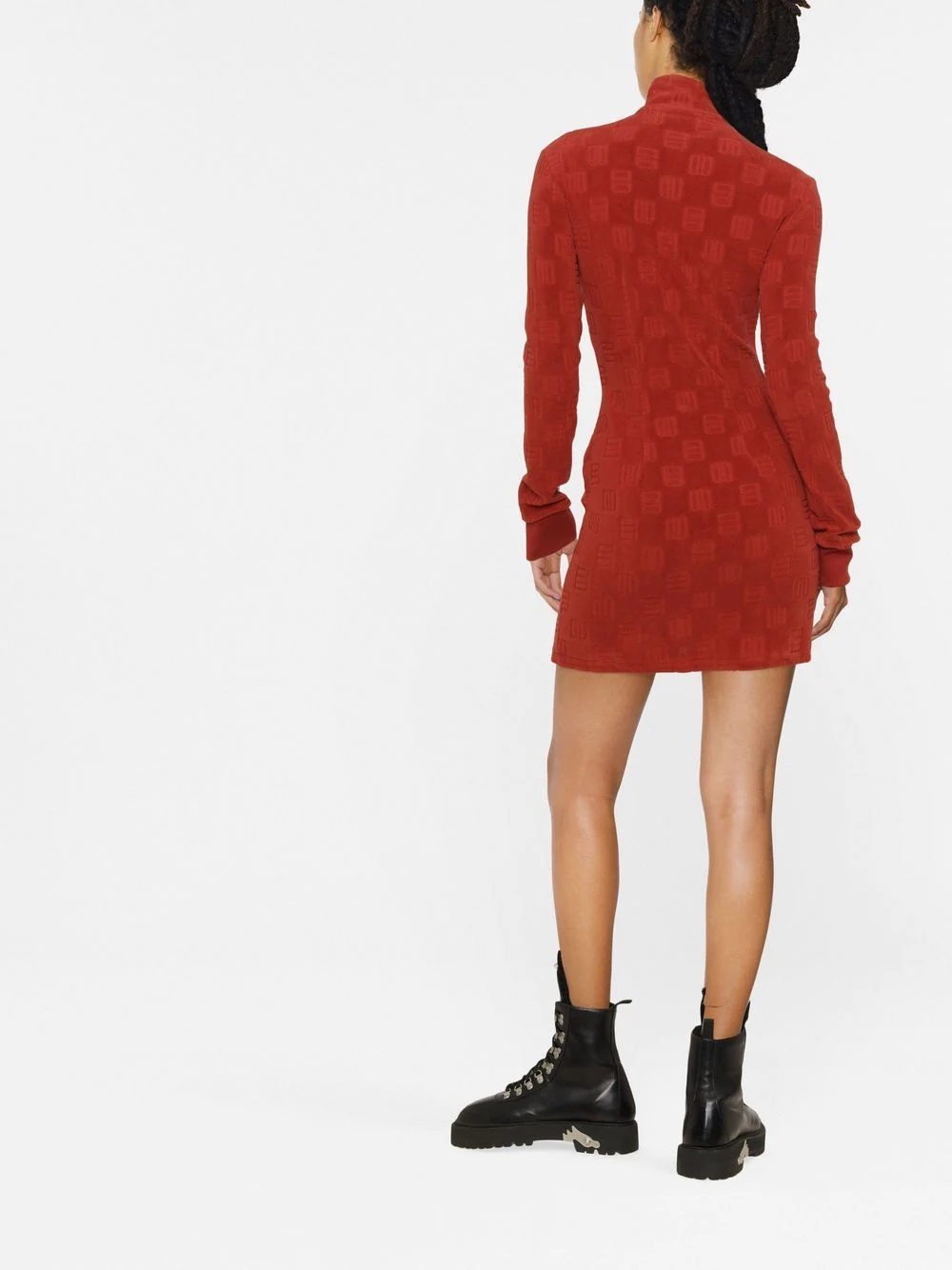 monogram-pattern zip-front mini dress - 4