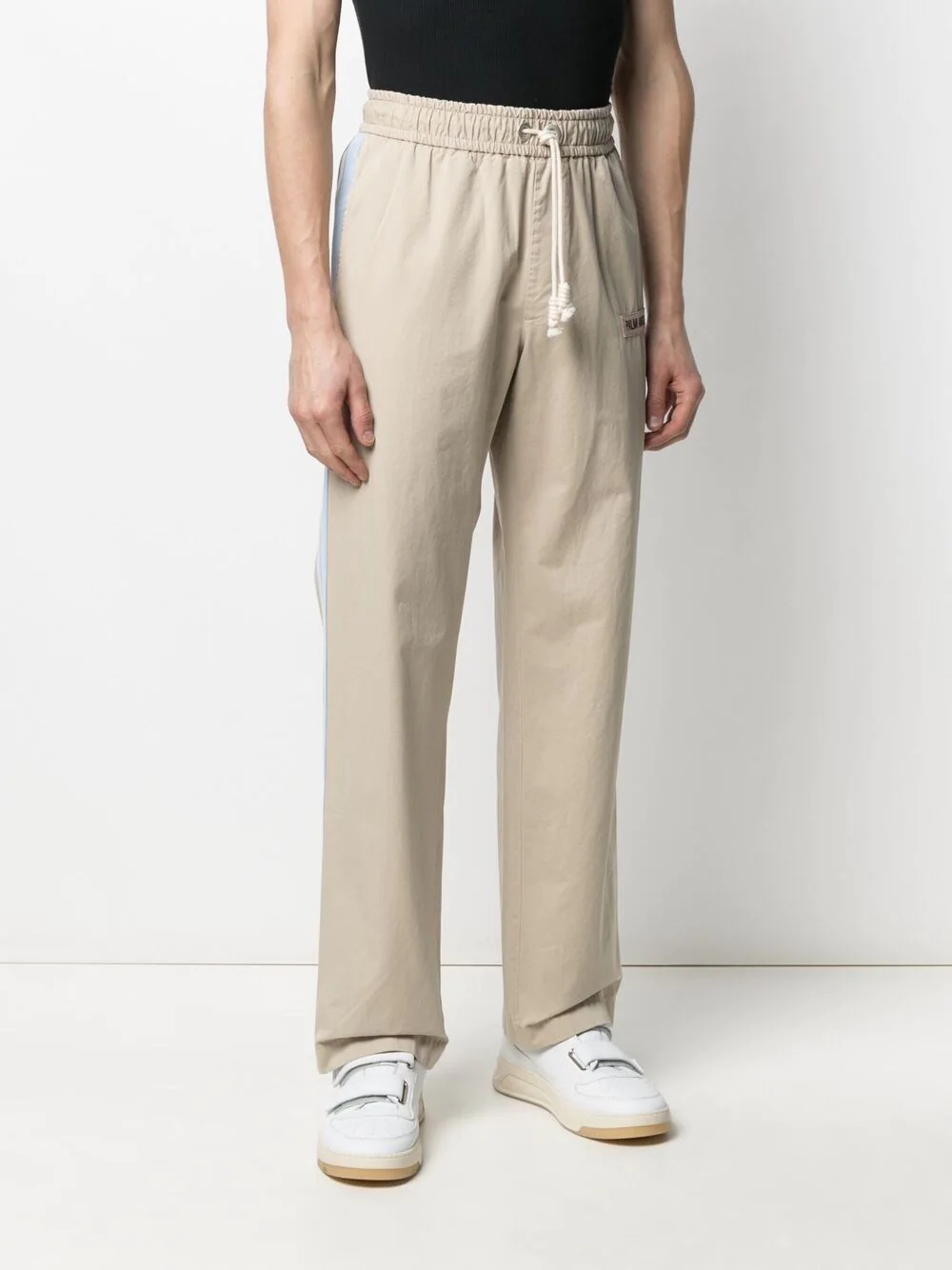 side-stripe straight-leg trousers - 3