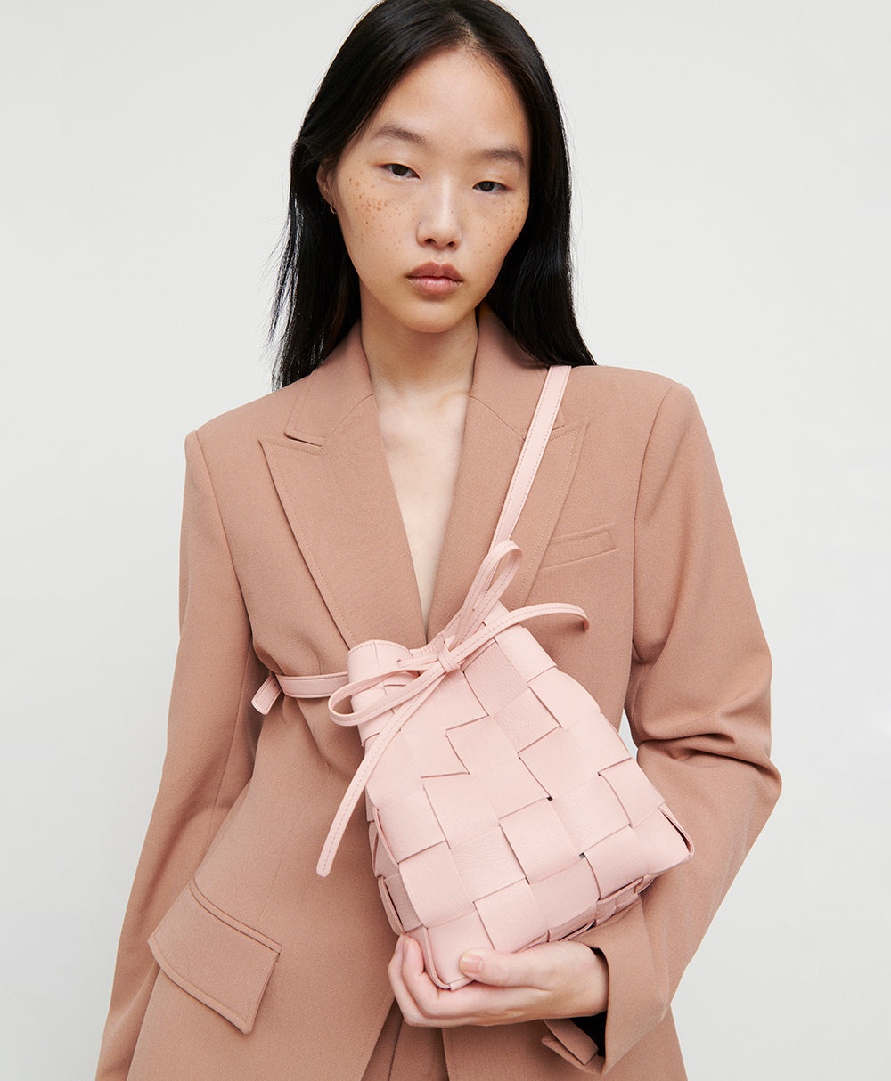 UPCYCLED WOVEN MINI BUCKET BAG - 1