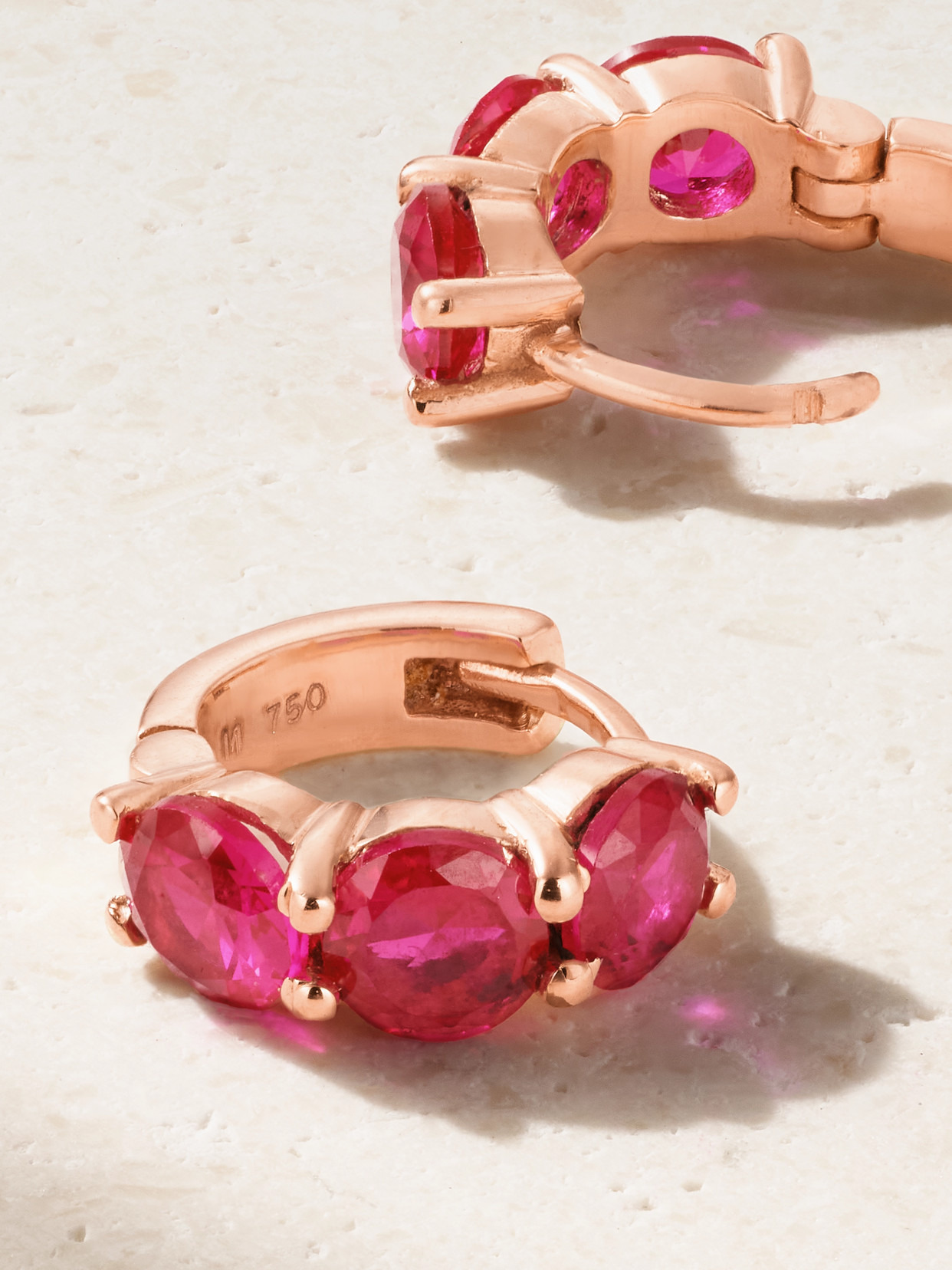 18-karat Rose Gold Ruby Hoop Earrings - 3