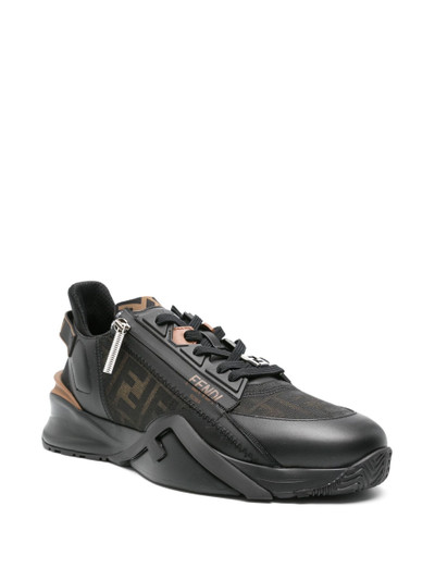 FENDI Black Flow FF-Jacquard Leather Sneakers outlook