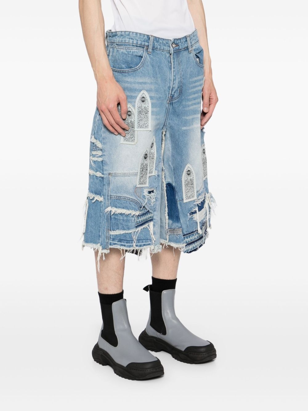 arch blowout denim shorts - 3