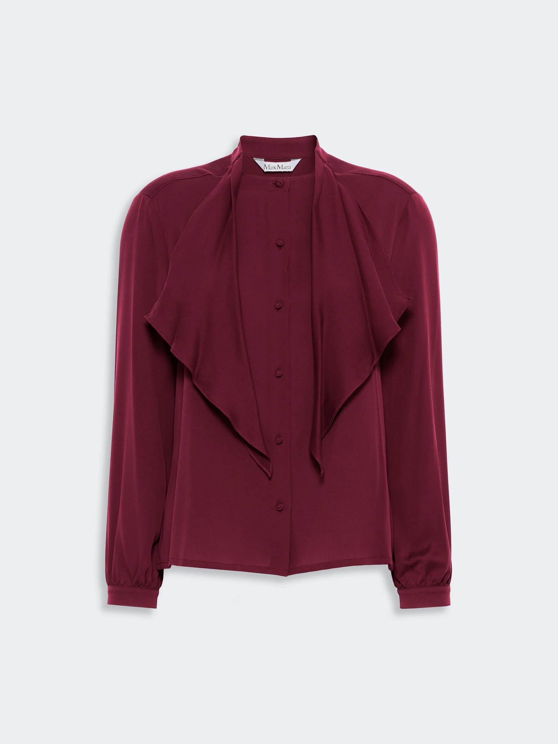 LECCIO Ruffled silk charmeuse shirt - WINE-COLOURED - 1