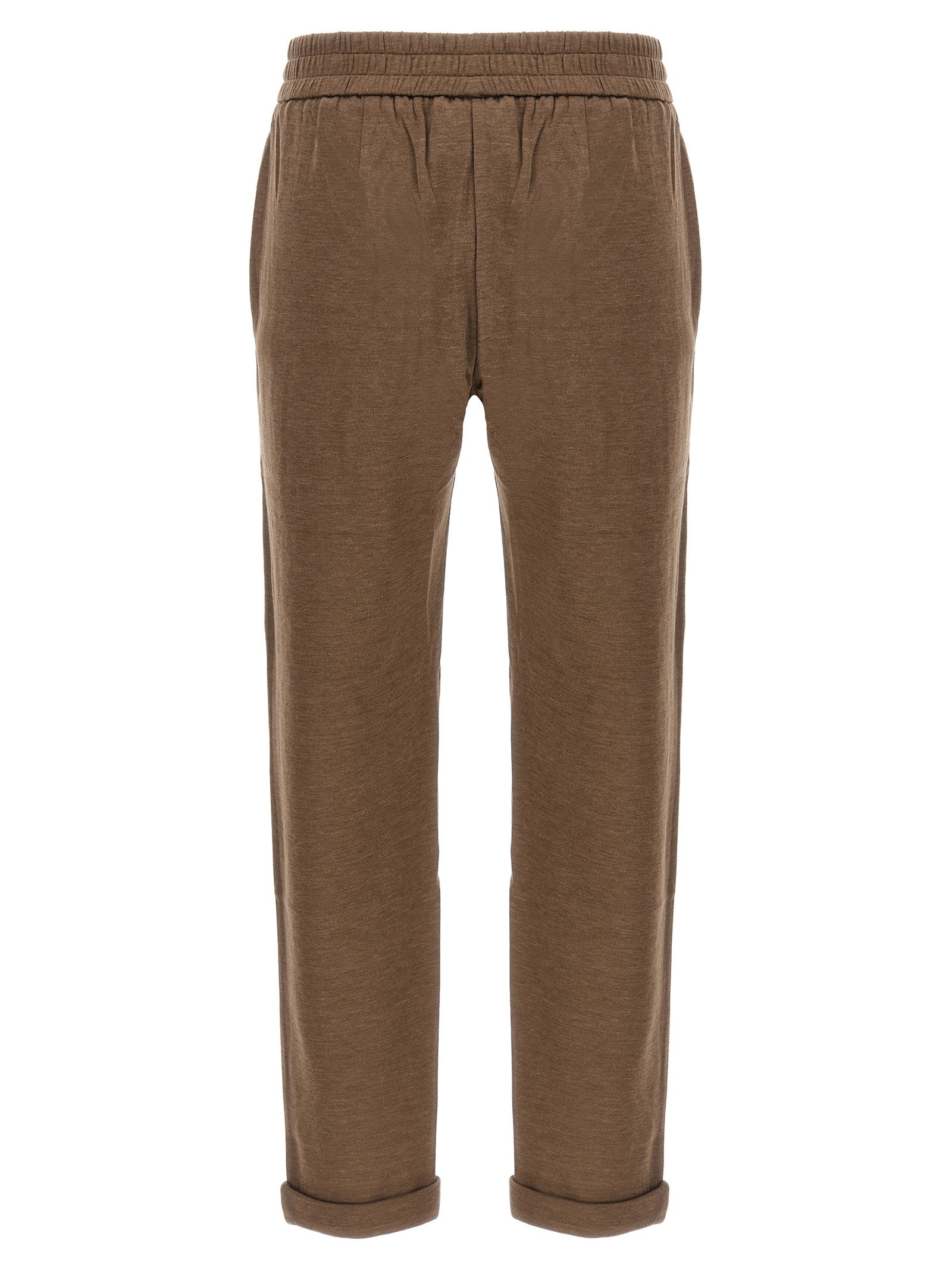 Shiny Pocket Detail Pants Brown - 2