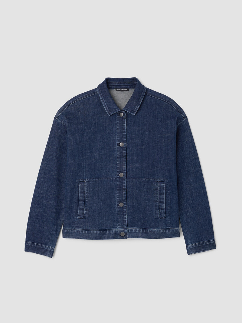 Cotton Stretch Denim Classic Collar Jacket 1