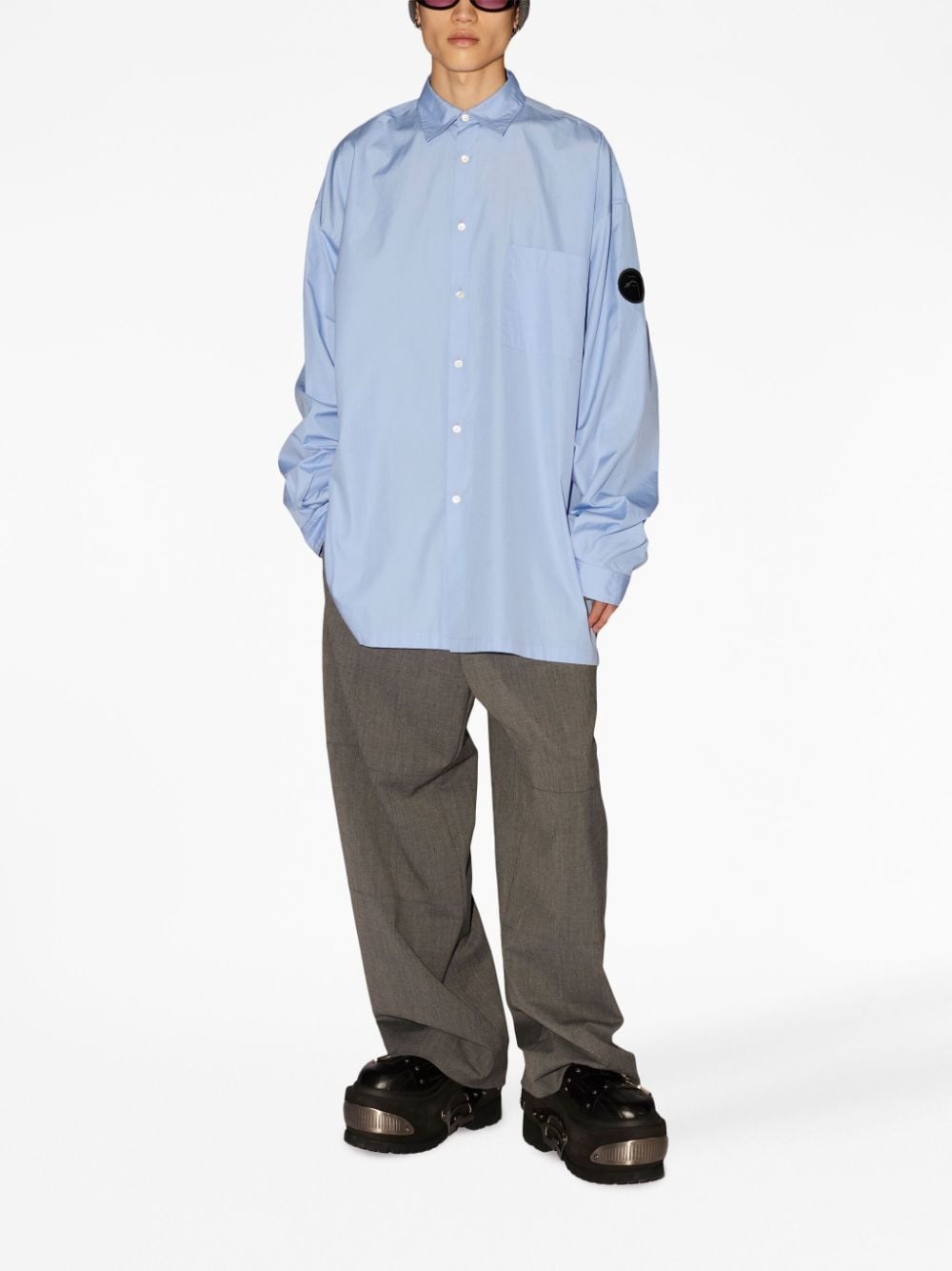 logo-patch button-up shirt - 2