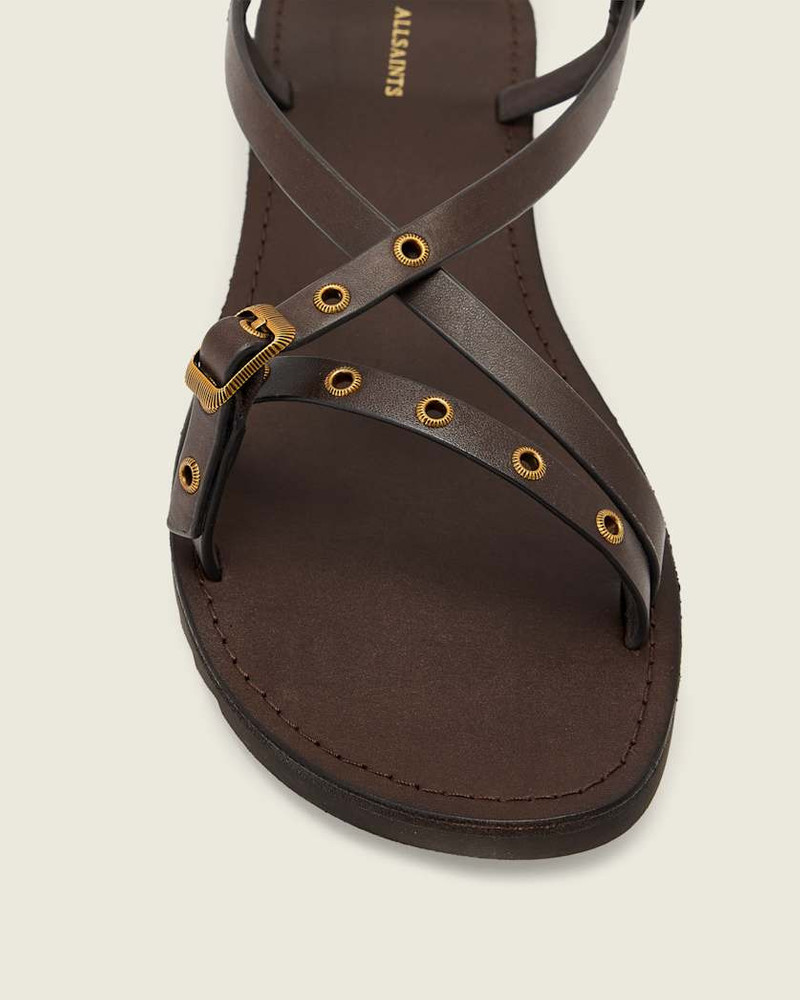 ALLSAINTS TYLA EYELET LEATHER BUCKLE SANDALS outlook