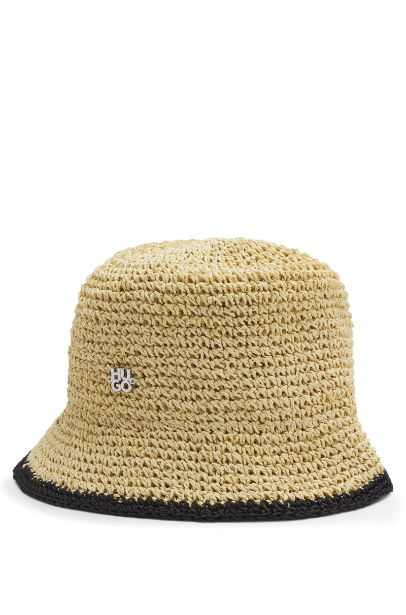 RAFFIA BUCKET HAT WITH STACKED LOGO 1