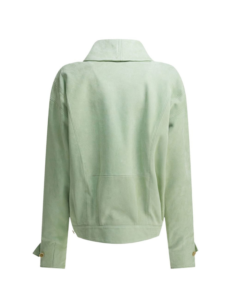 AURALEE spread collar button-up suede jacket outlook