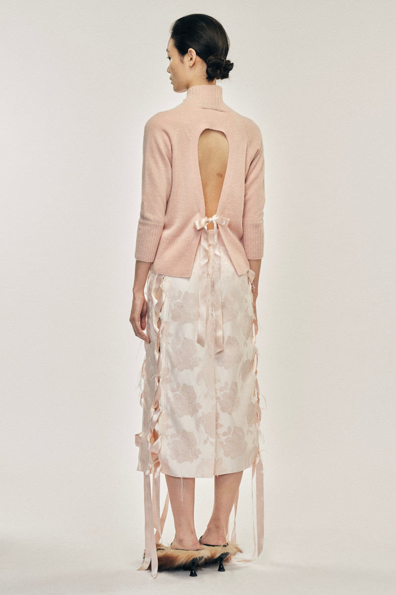 Simone Rocha Unraveling Ribbon Brocade Skirt outlook