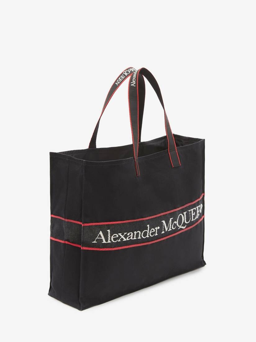 East West Selvedge Tote in Black/red - 2