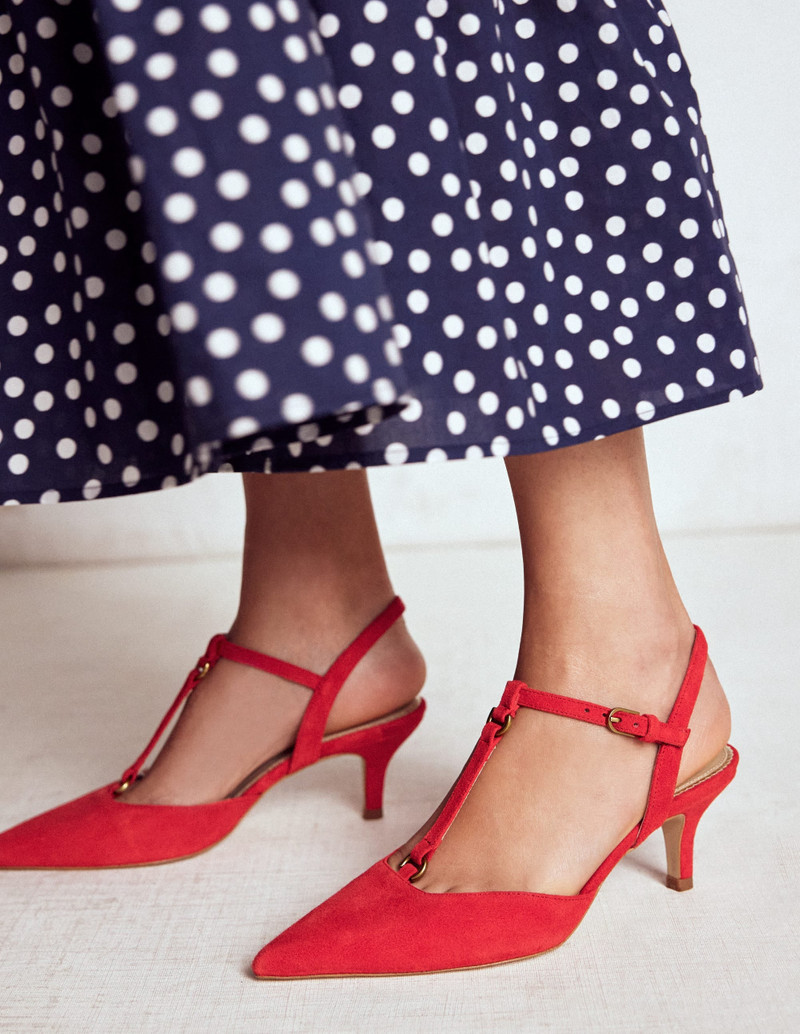 BODEN T-Bar Point Heels-Post Box Red outlook