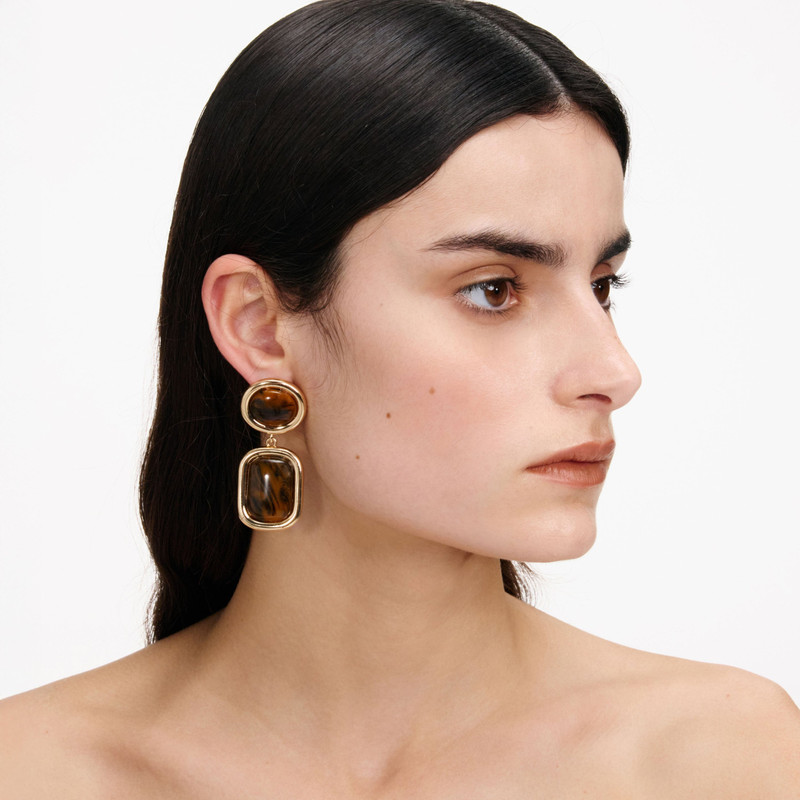 self-portrait Brown Enamel Gold Tiered Earrings outlook