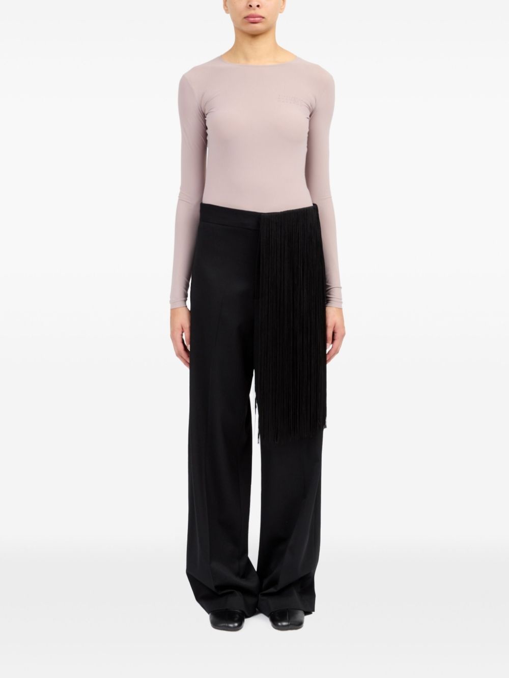 fringe-detailing flared trousers - 2