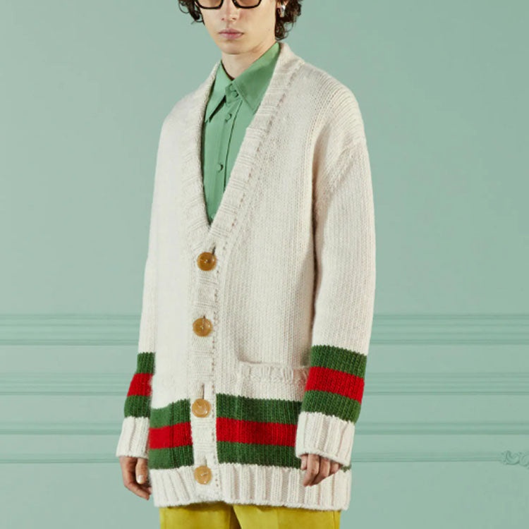 Gucci Wool Cardigan With Web 'Beige' 706735-XKCJ4-9146 - 4