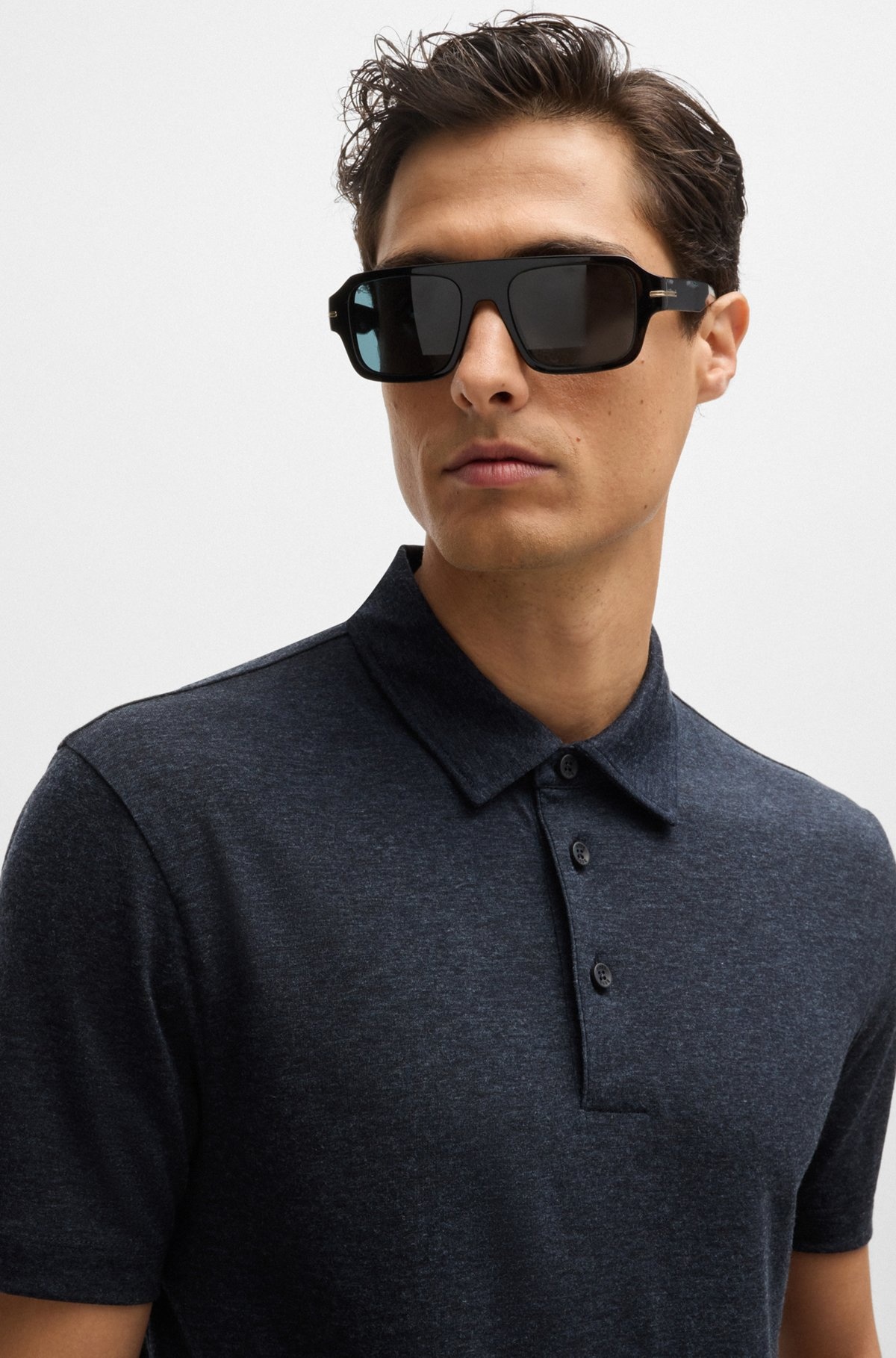 SLIM-FIT POLO SHIRT WITH STRIPED COLLAR - 3