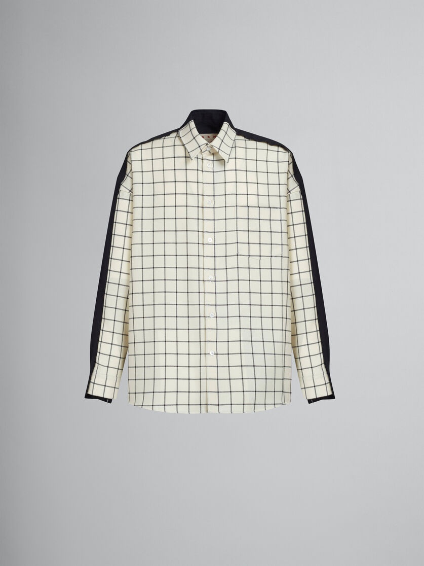 Checked logo wool shirt