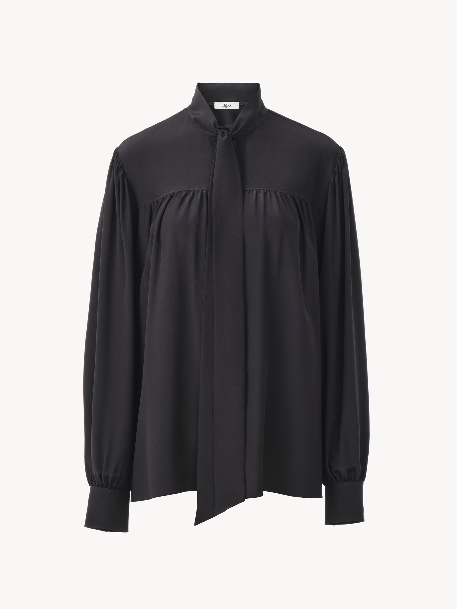 MAXI GATHERED LAVALLIÈRE BLOUSE IN CRÊPE DE CHINE - 2