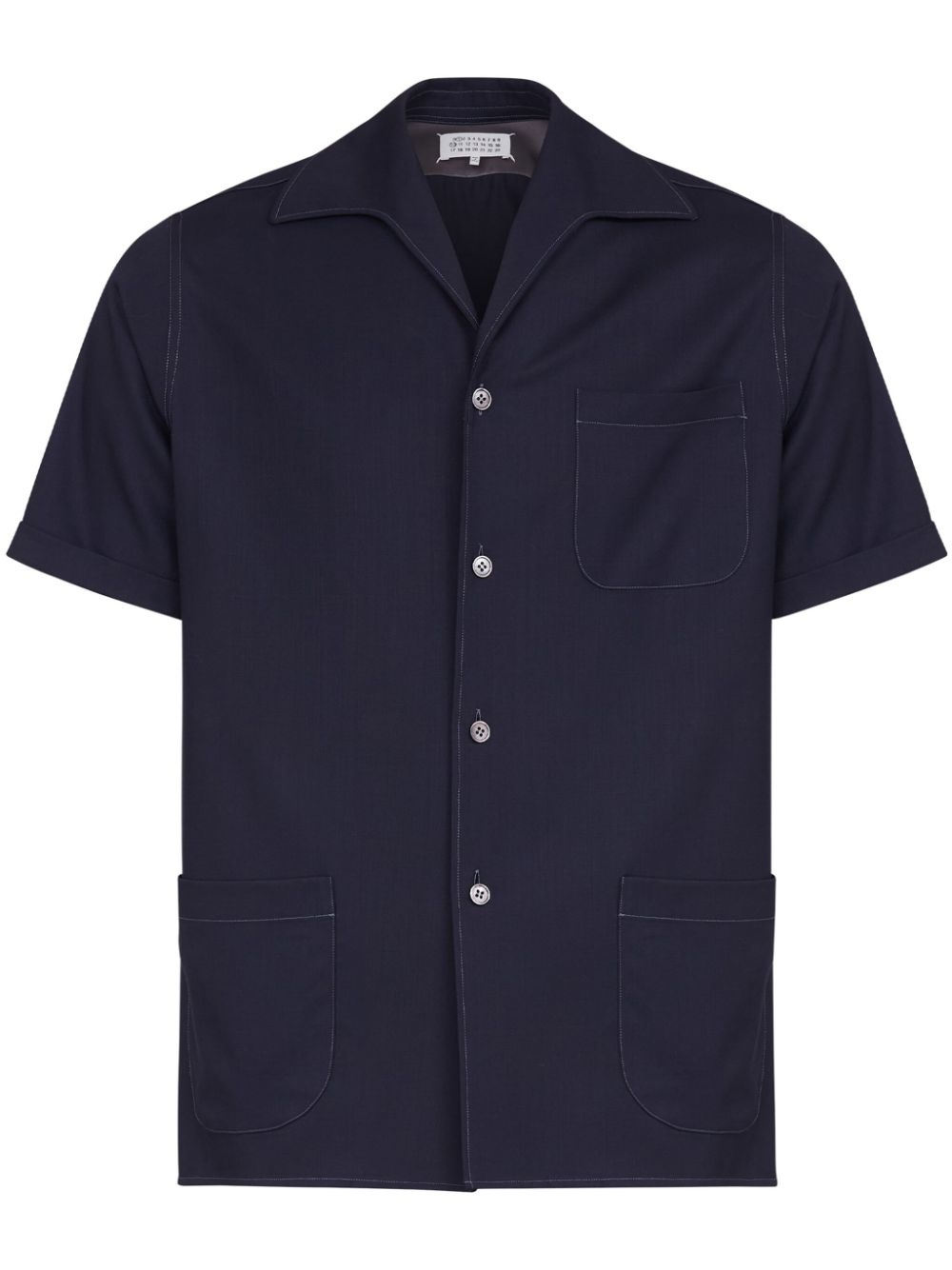 short-sleeve wool shirt - 1
