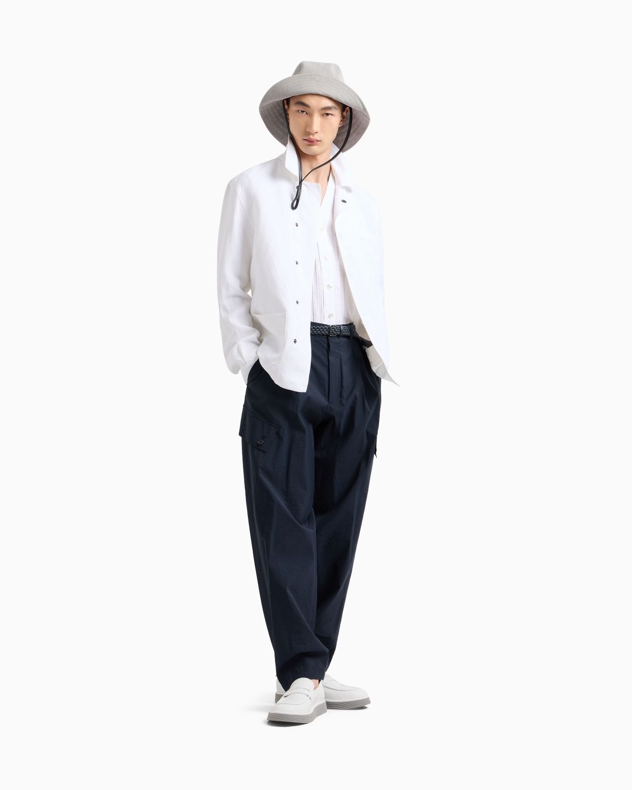 REGULAR-FIT LINEN SHIRT WITH FRONT RIBS - 2