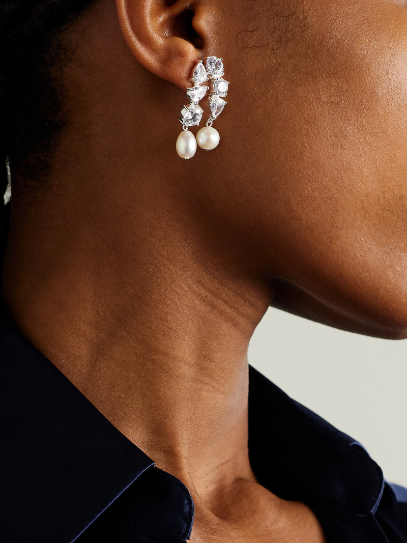 Completedworks Cascading Recycled Silver, Cubic Zirconia And Pearl Earrings outlook