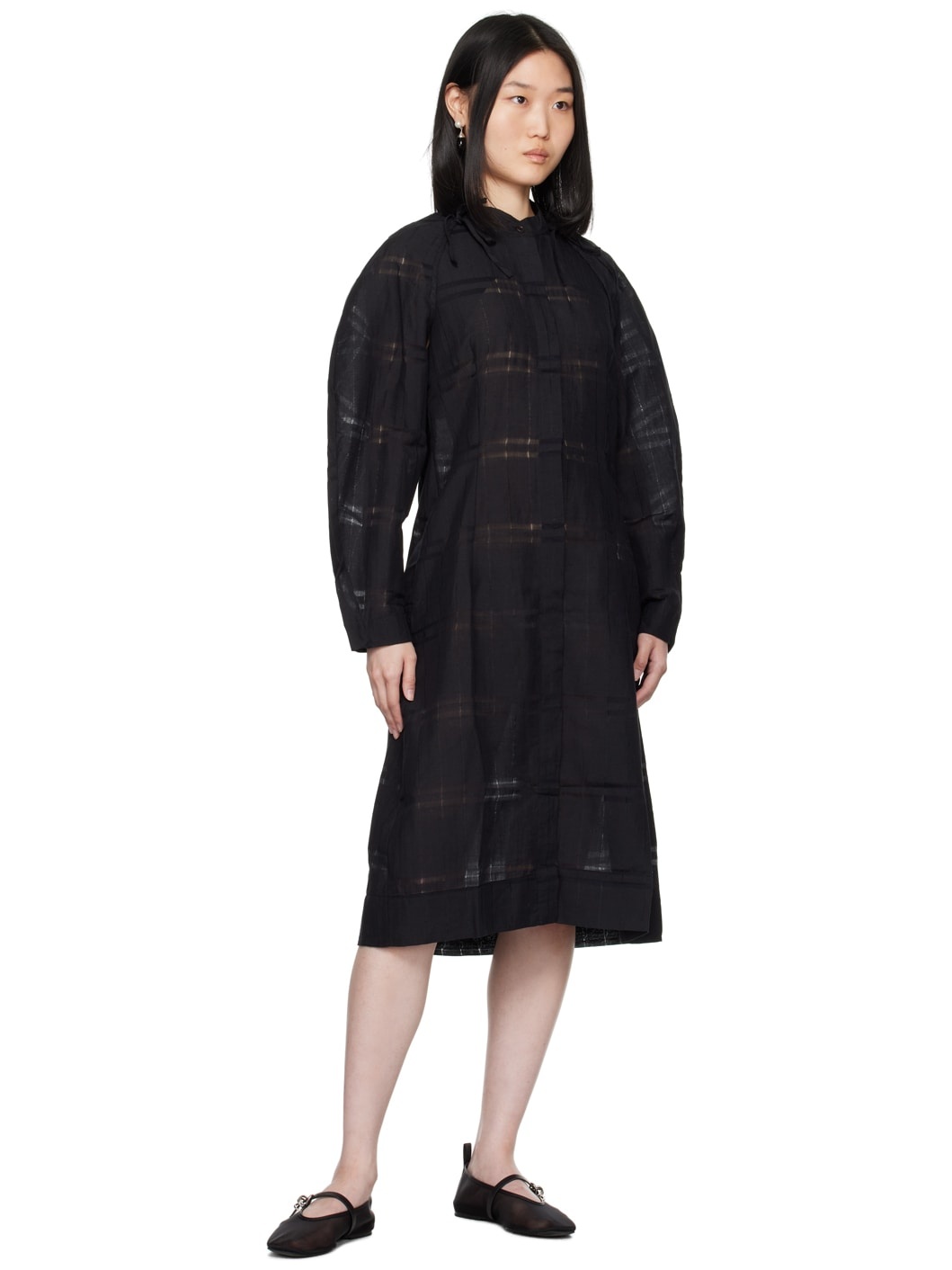 Black Spam Midi Dress - 5