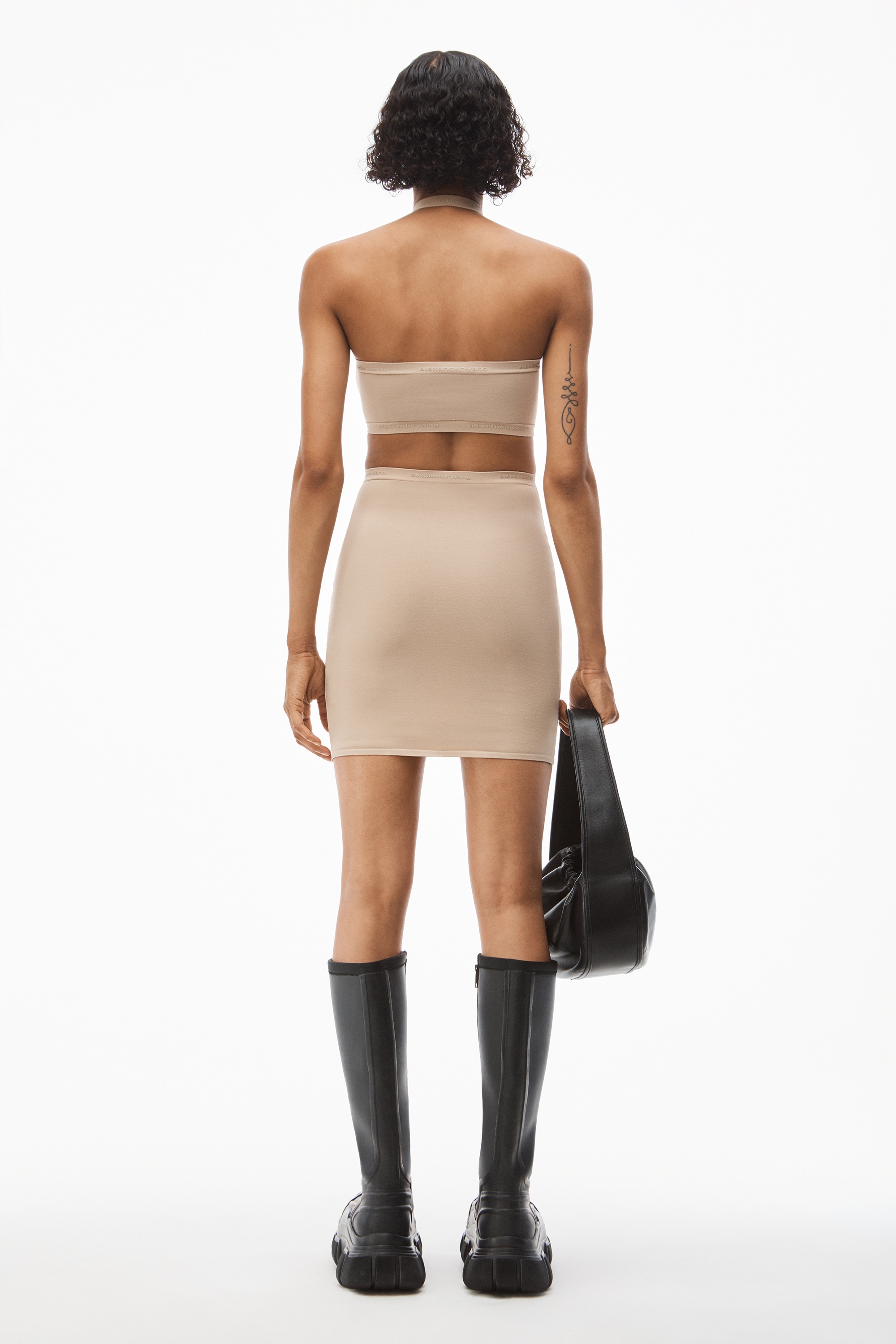 LOGO HALTER DRESS IN VISCOSE KNIT - 5