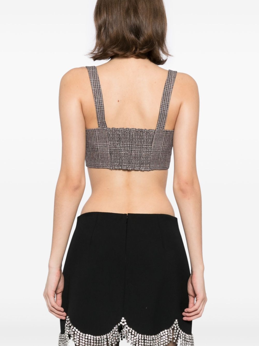 checked cropped top - 4