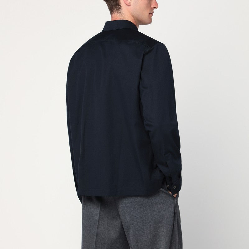 Dries Van Noten Navy Blue Cotton And Wool Shirt Men - 2