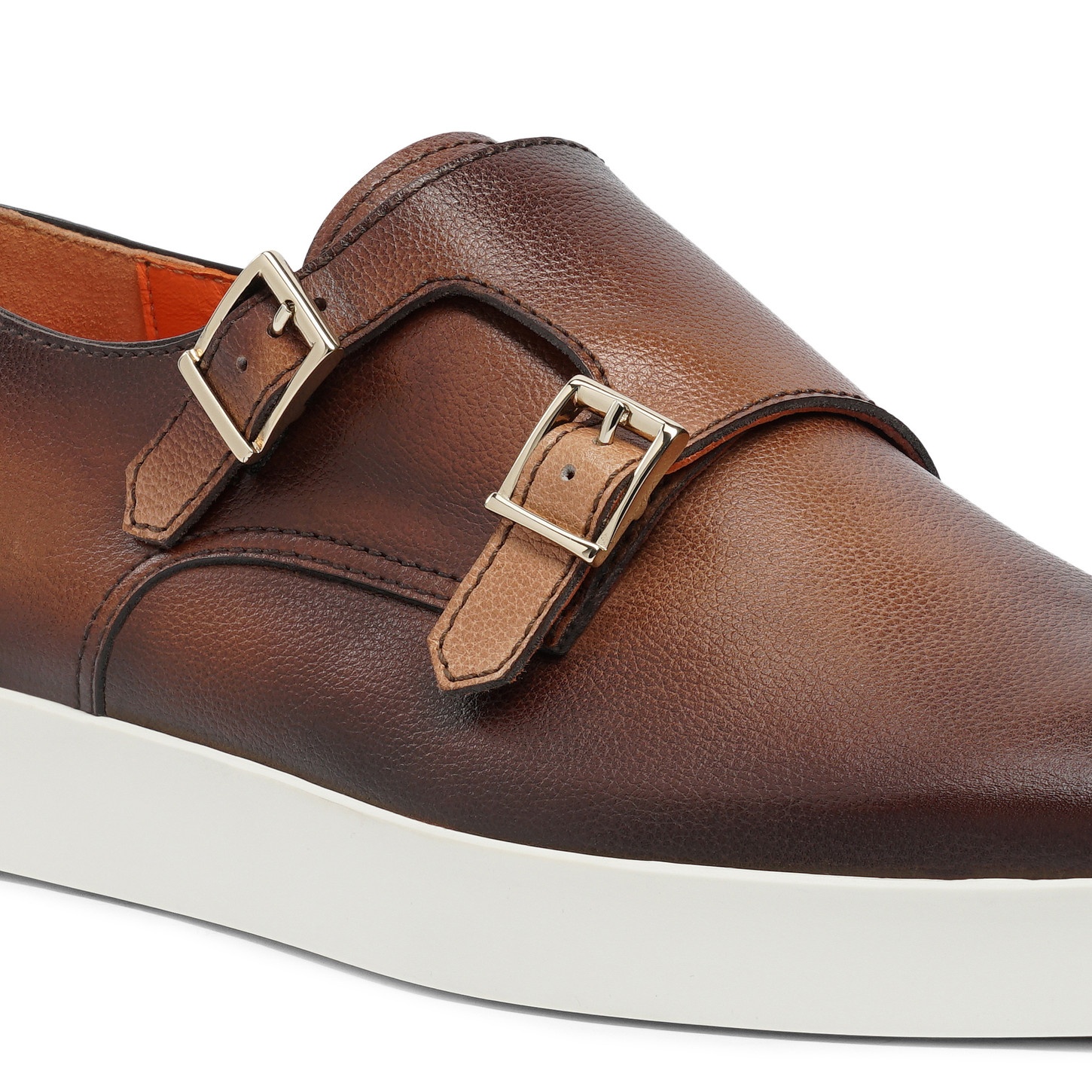 Men’s brown tumbled leather double-buckle shoe - 6