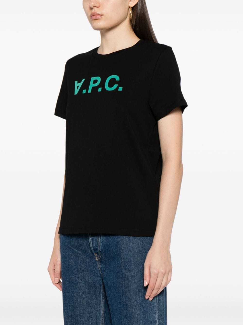 flocked-logo cotton T-shirt - 3