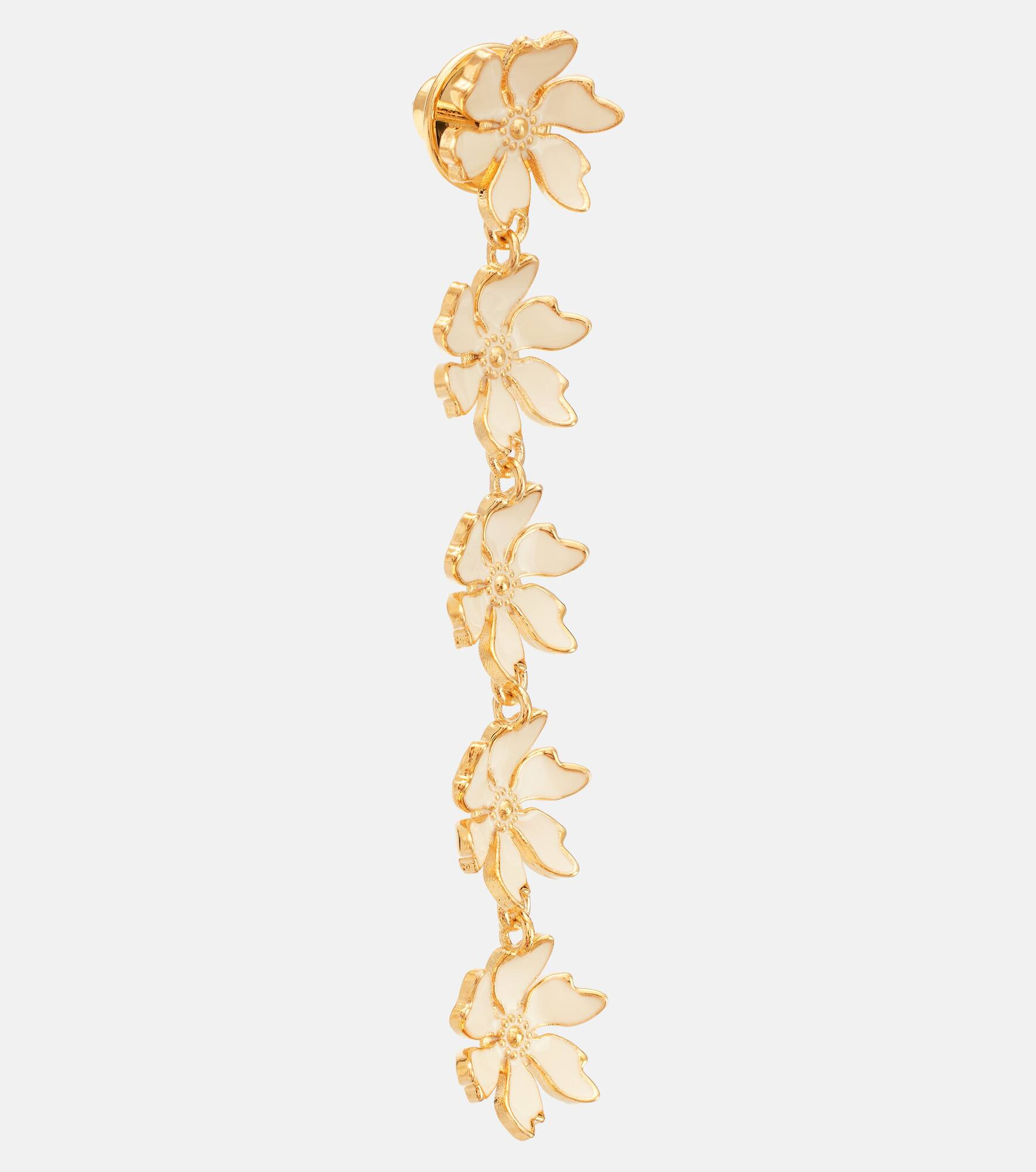 Floral enamel drop earrings - 2