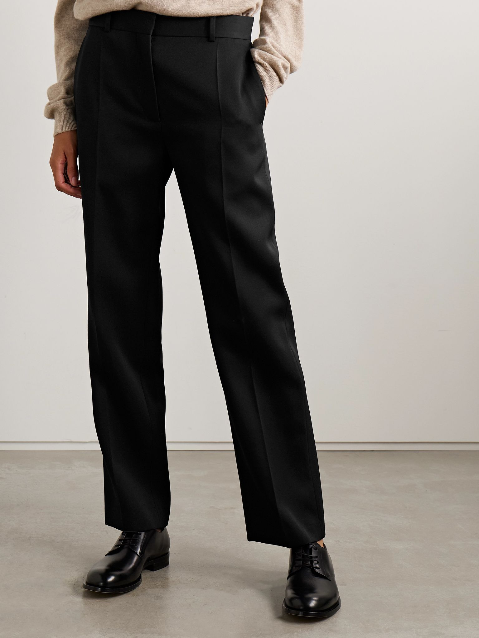 Relian pleated wool-gabardine straight-leg pants Black - 3