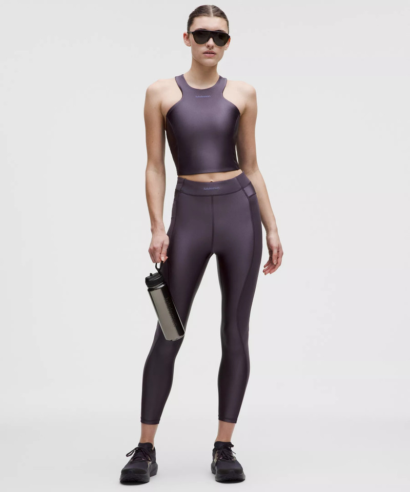 Satin Shine Panelled High-Rise Tight 25" *Wordmark 1