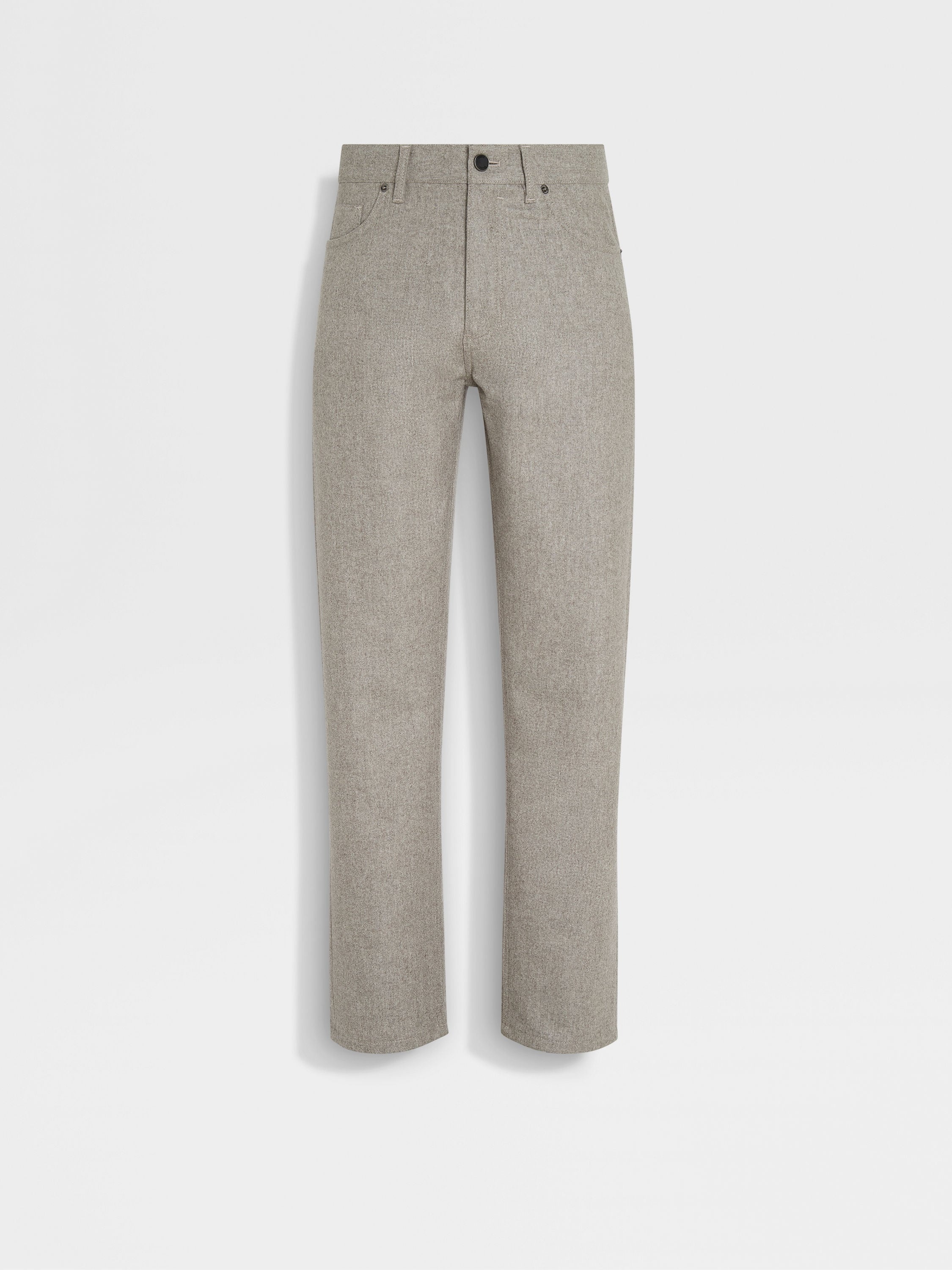 LIGHT TAUPE WOOL AND CASHMERE ROCCIA PANTS - 1
