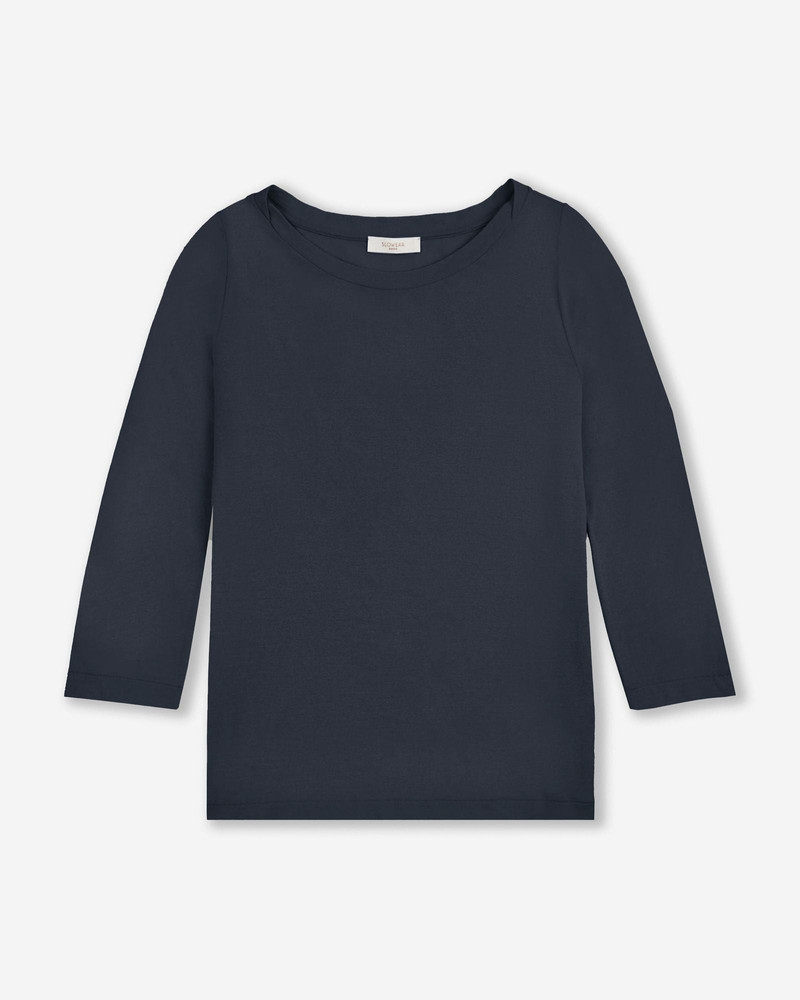 Regular fit jumper with boat neckline in organic IceCotton 1