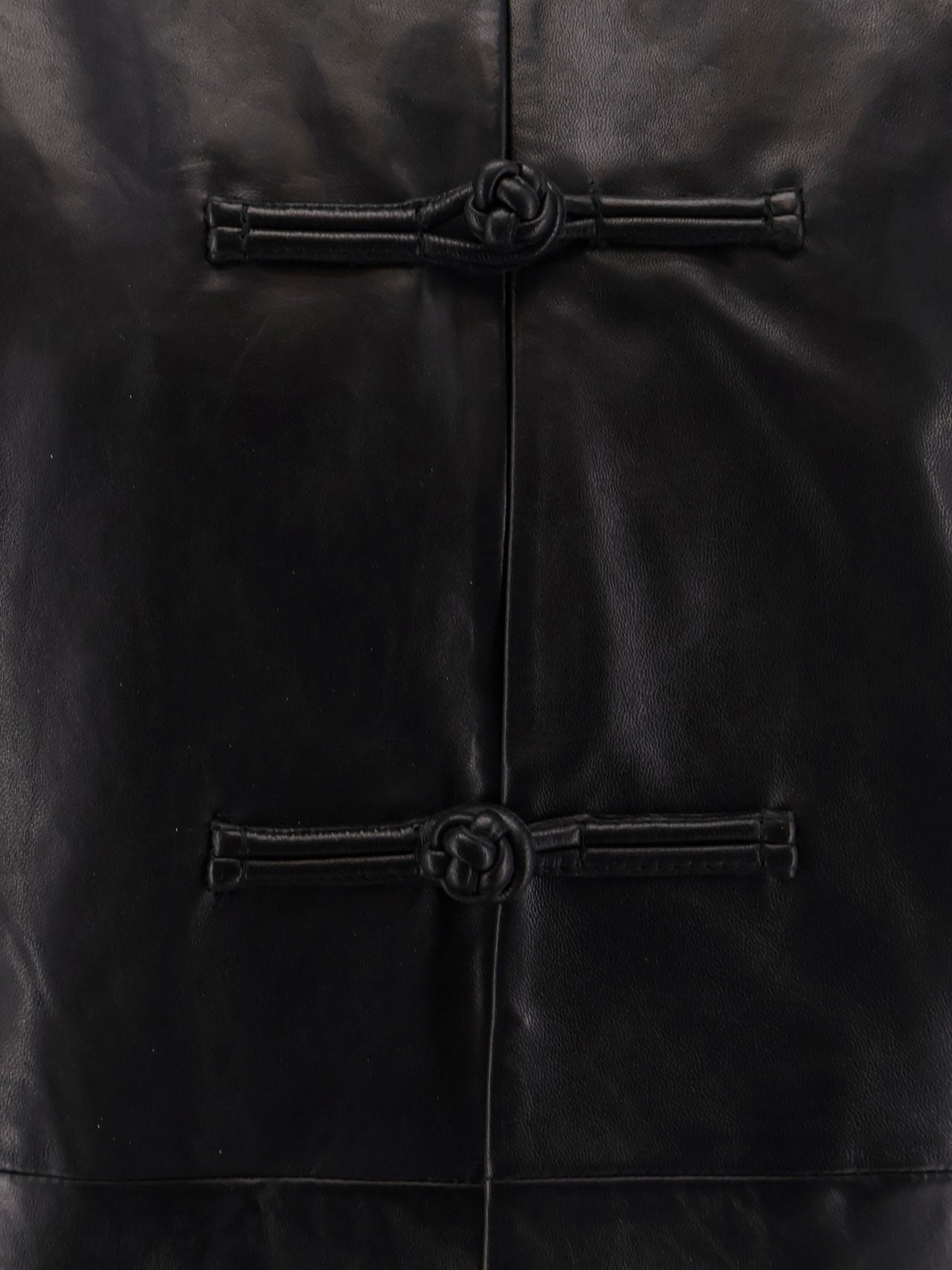 Mandarin Closure Leather Jacket - 5