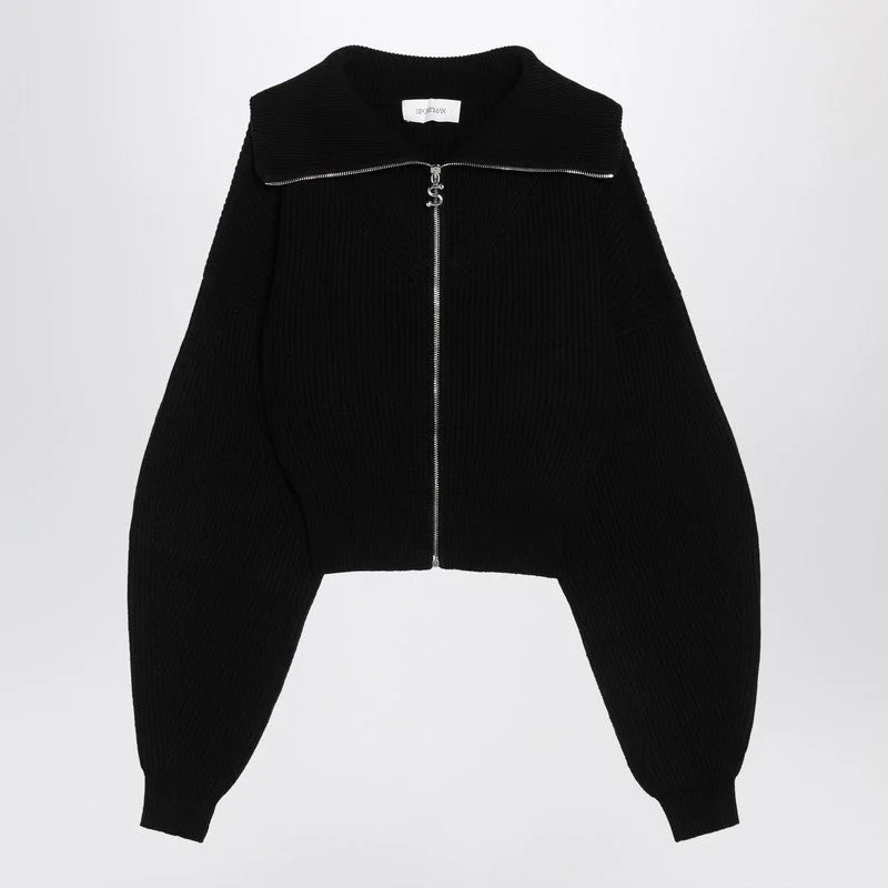 Sportmax Black Zip-Up Cardigan In Wool And Cashmere Women - 1