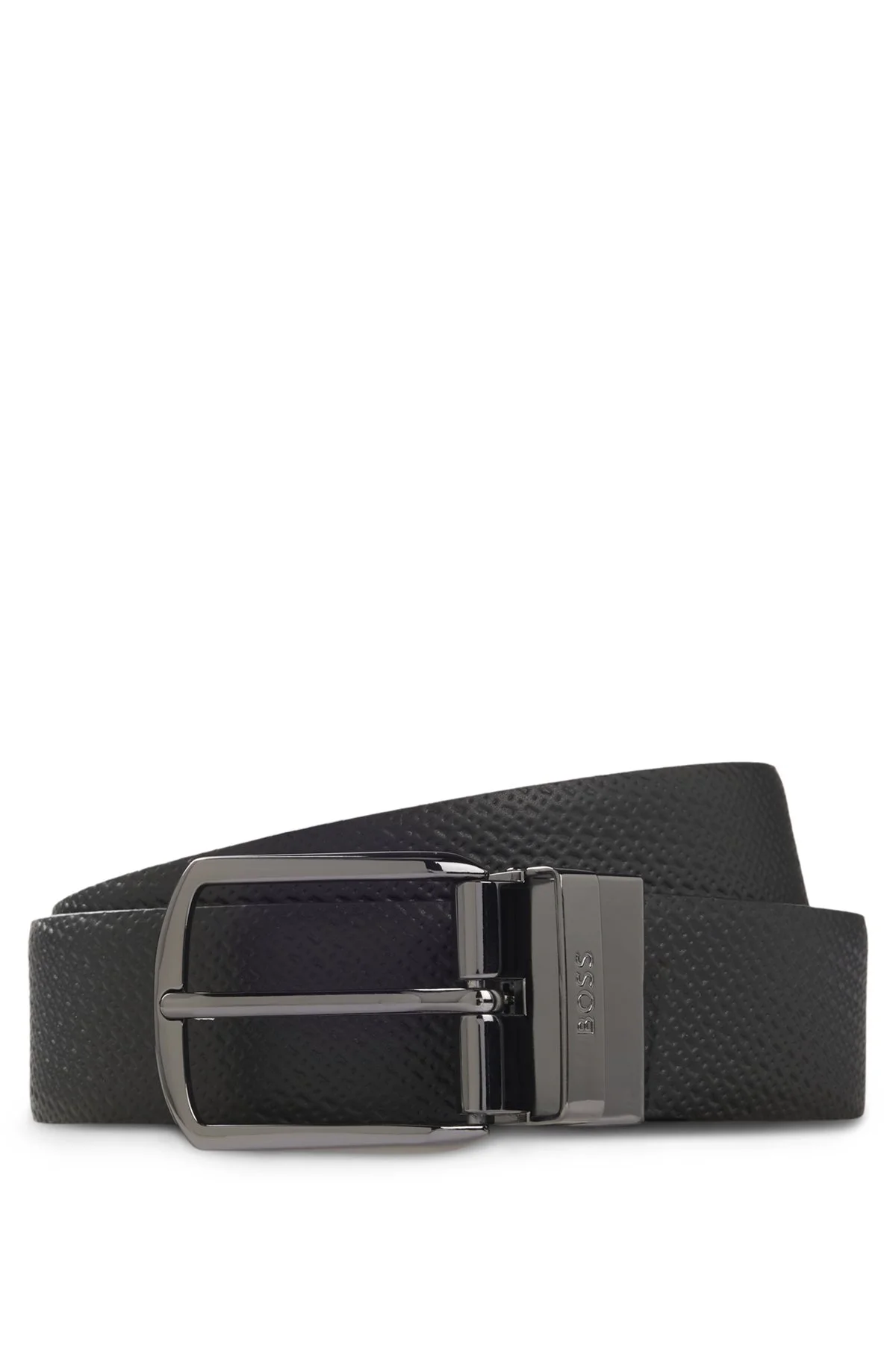 REVERSIBLE LEATHER BUSINESS BELT WITH LOGO KEEPER - 1